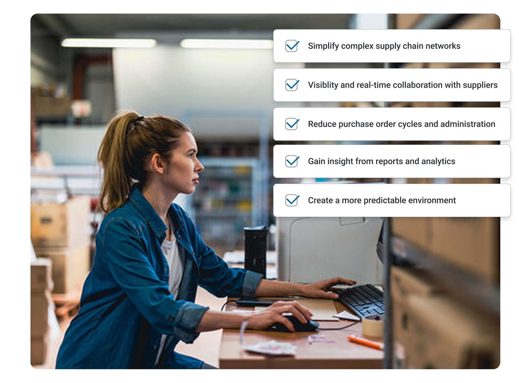 Manufacturing employee using replenishment management software