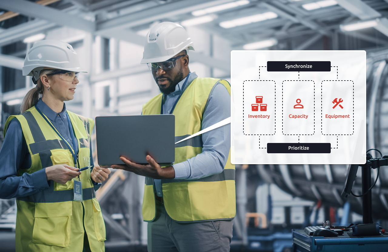 aerospace manufacturing planners and schedulers using syncmanufacturing to identify constraints