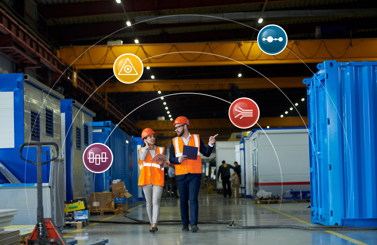 two manufacturing employees using the synchrono platform technology